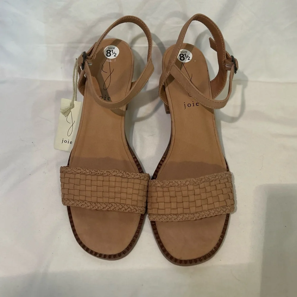 Joie Beige Block Heel Adjustable Buckle Strap Leather Open Toe Cushion size 8.5 - Picture 3 of 8